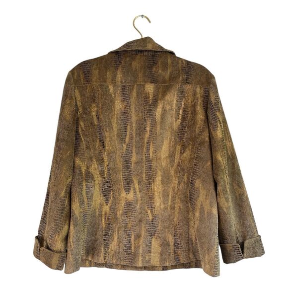 Chico's Jacket Size 2 Faux Suede Animal Print Button Front Lined 546 - Picture 3 of 7